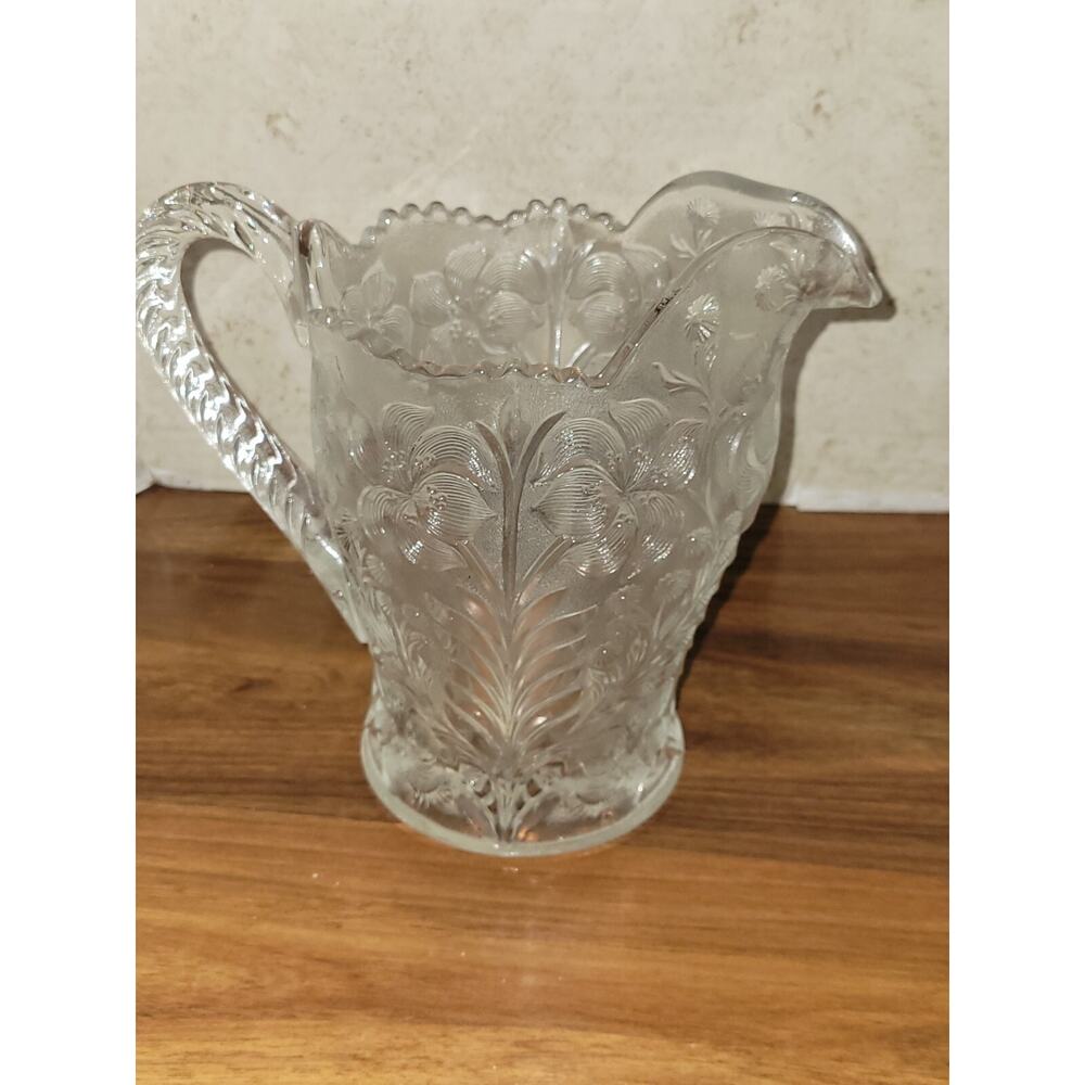 Vintage L.E. Smith Dogwood Pattern Pitcher Heavy Stunning Vintage